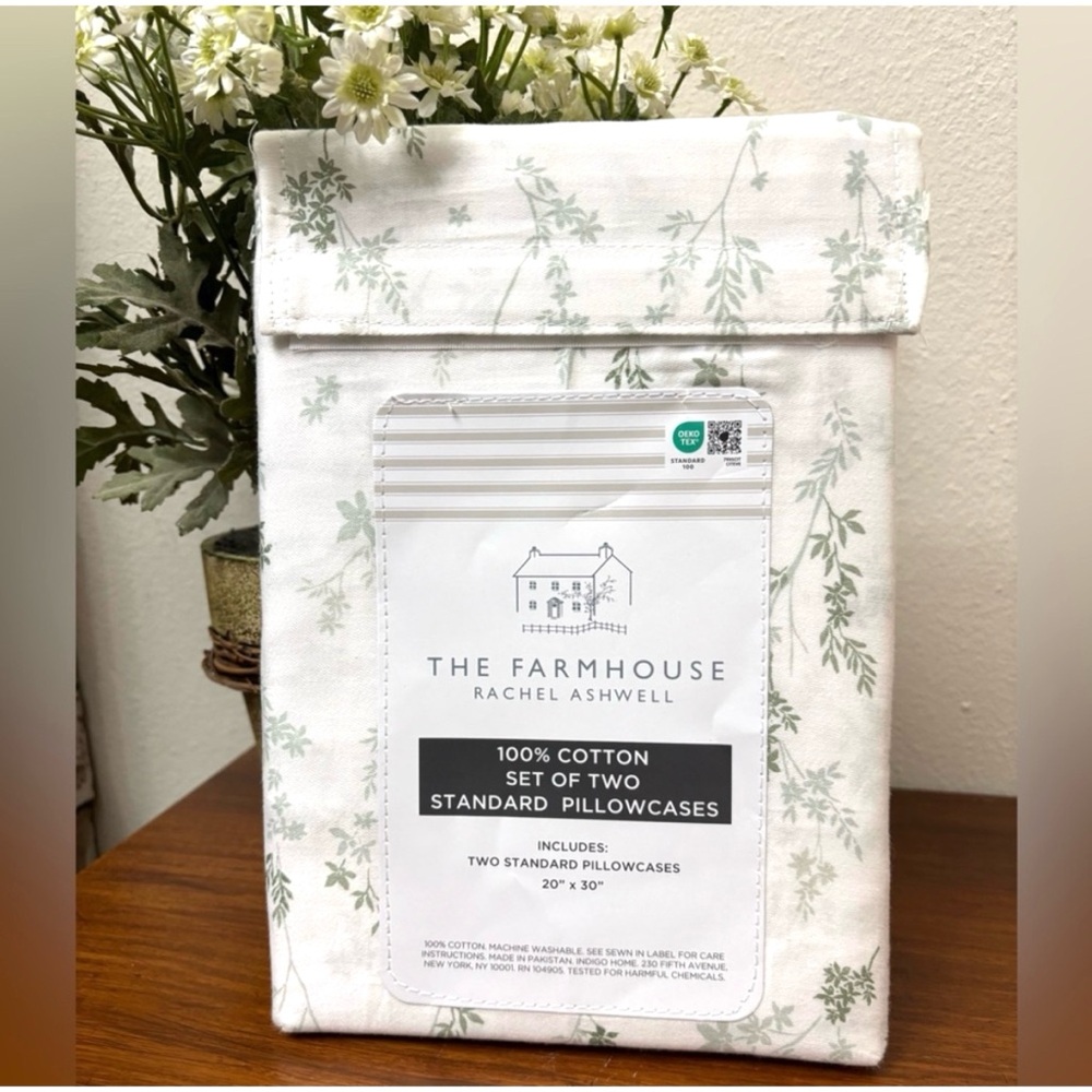 THE FARMHOUSE RACHEL ASHWELL 100% COTTON PILLOWCASE SET WILDFLOWERS SHABBY CHIC